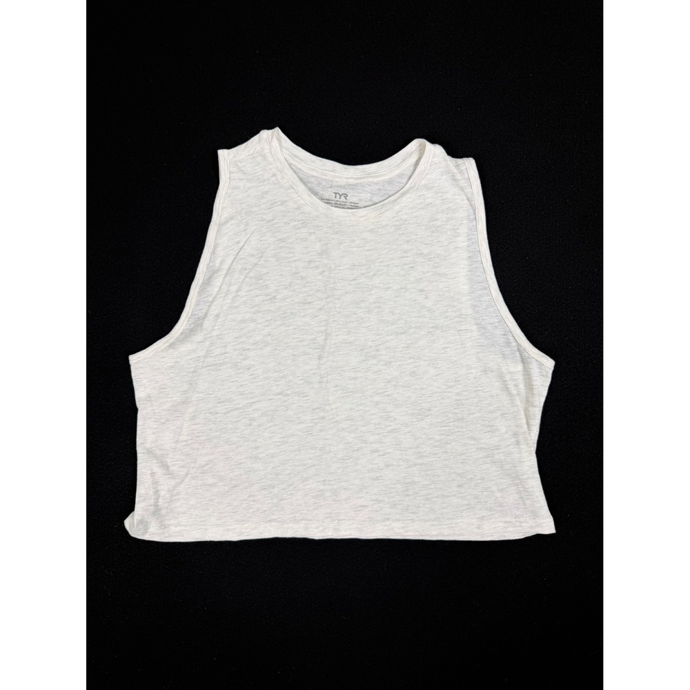 TYR Womens Heathered Gray Muscle Tank Top Cropped Athletic Gym Shirt Size M